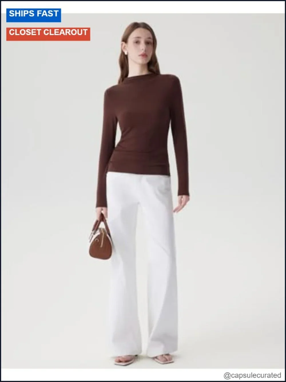 Cloud Cashmere Mock Neck Fitted Long Sleeve T-Shirt - Buttery Soft